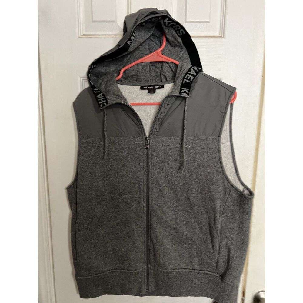 Michael Kors Fleece Knit Vest With‎ Hoodie Size Large